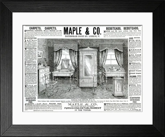 Framed Print : Advert for Maple & Co bedroom suite 1886 Framed Print : Advert for Maple & Co bedroom suite 1886