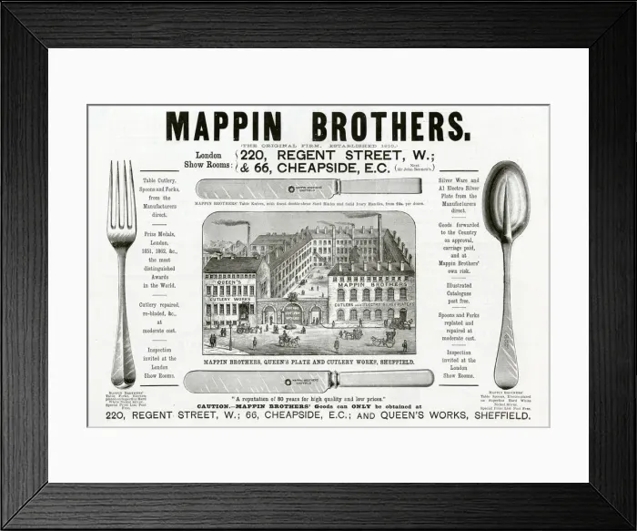 Framed Print : Advert for Mappin & Brothers cutlery 1891 Framed Print : Advert for Mappin & Brothers cutlery 1891