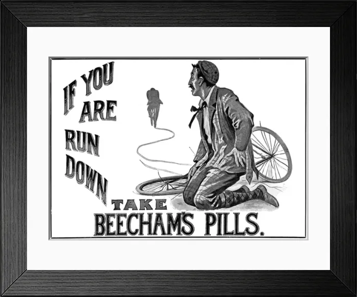 Framed Print : Beechams Pills Cycle Ad Framed Print : Beechams Pills Cycle Ad