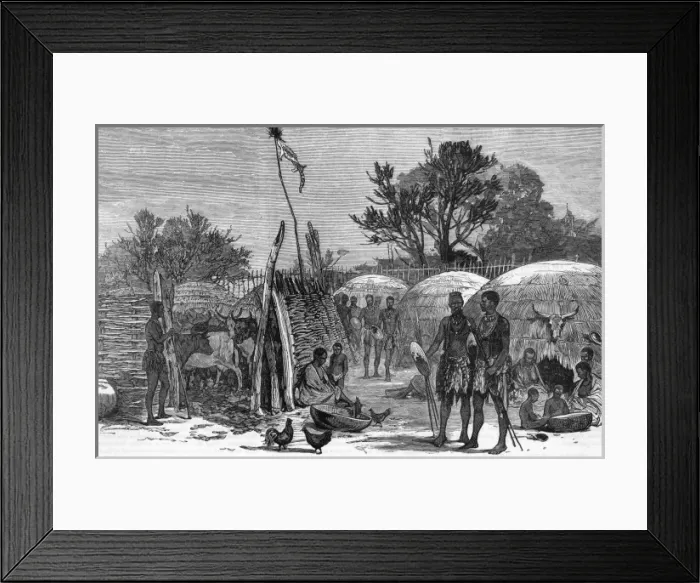 Framed Print : ZULU KRaL. The interior of a Zulu kraal on the Tugela River Framed Print : ZULU KRaL. The interior of a Zulu kraal on the Tugela River