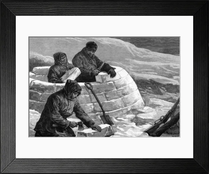 Framed Print : Eskimos Build Igloo 2 Framed Print : Eskimos Build Igloo 2