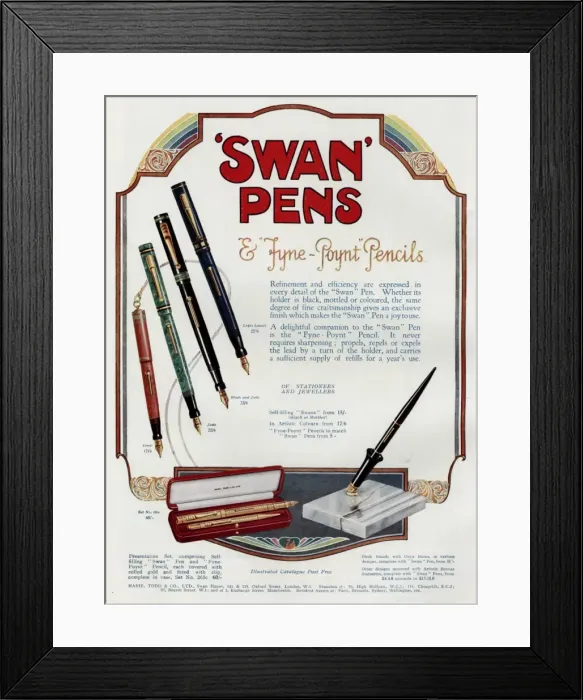 Framed Print : Advert for Swan pens Framed Print : Advert for Swan pens