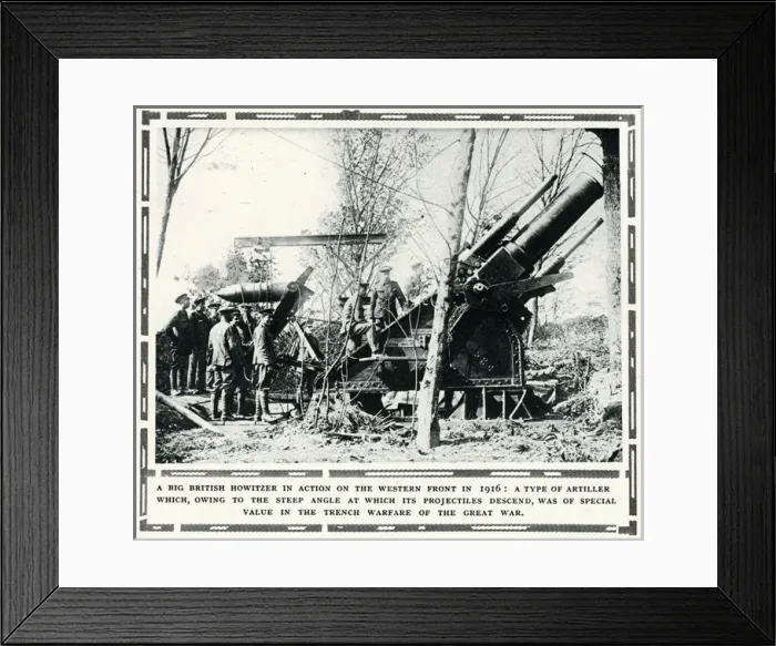 Framed Print : British Howitzer in action on Western Front Framed Print : British Howitzer in action on Western Front