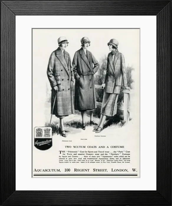 Framed Print : Advert for Aquascutum coats 1925