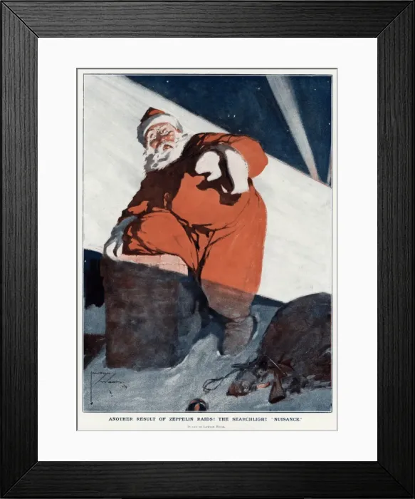 Framed Print : Father christmas about to go down the chimney Framed Print : Father christmas about to go down the chimney