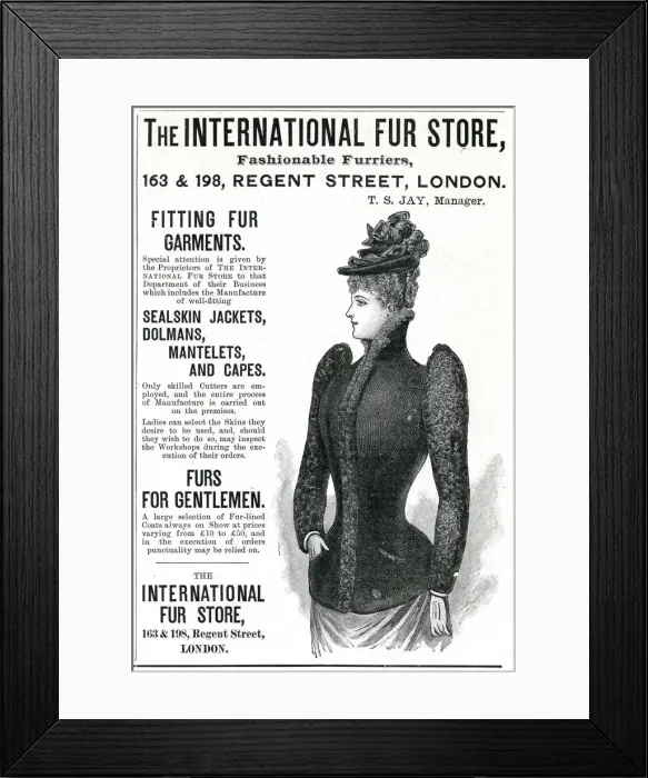 Framed Print : Advert for International Fur Store 1890 Framed Print : Advert for International Fur Store 1890