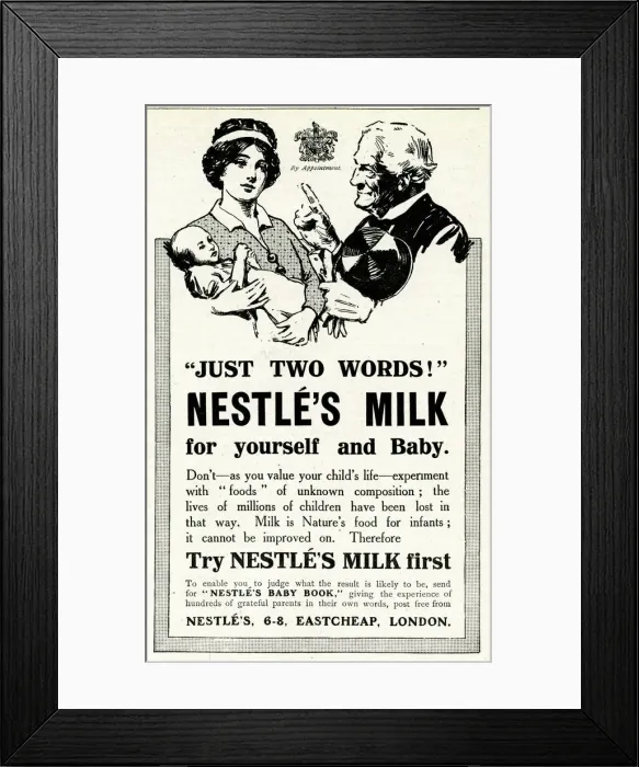 Framed Print : Just two words! Nestles Milk 1915