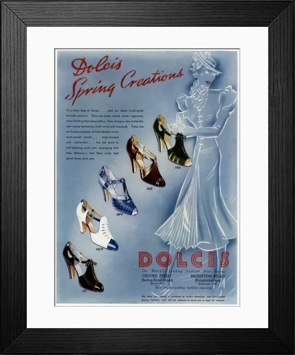 Framed Print : Peep and closed toe sandlals 1937