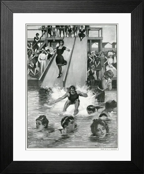 Framed Print : Sea bathing at an American watering place 1901 Framed Print : Sea bathing at an American watering place 1901