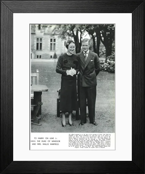 Framed Print : H. R. H the Duke of Windsor and Mrs Wallis Warfield may 1937 Framed Print : H. R. H the Duke of Windsor and Mrs Wallis Warfield may 1937