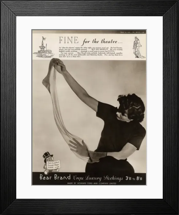 Framed Print : Advert for Stockings by Bear Brand 1937 Framed Print : Advert for Stockings by Bear Brand 1937