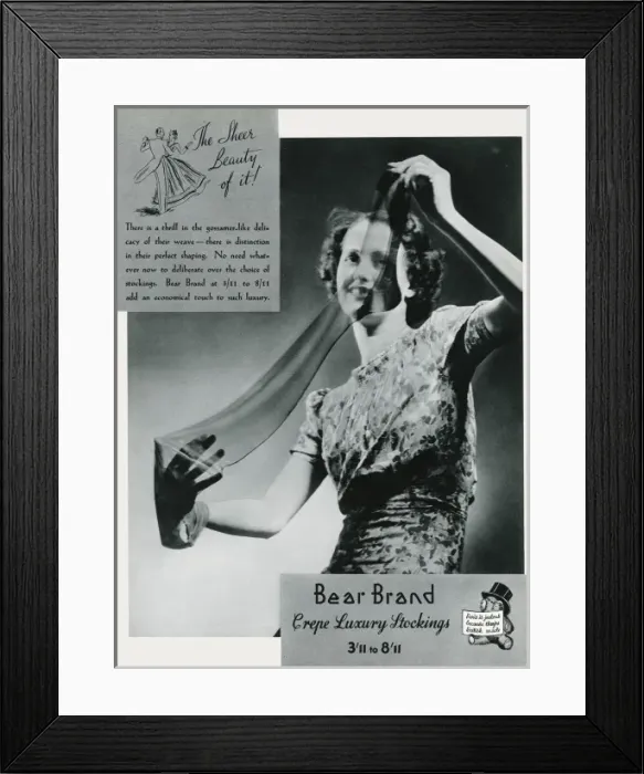 Framed Print : Advert for Stockings by Bear Brand 1937 Framed Print : Advert for Stockings by Bear Brand 1937