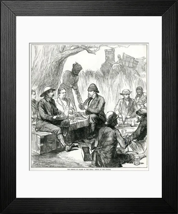 Framed Print : Prince of Wales in Nepal Terai, shooting bears 1876