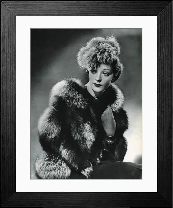 Framed Print : Silver fox cape coat and hat 1937 Framed Print : Silver fox cape coat and hat 1937