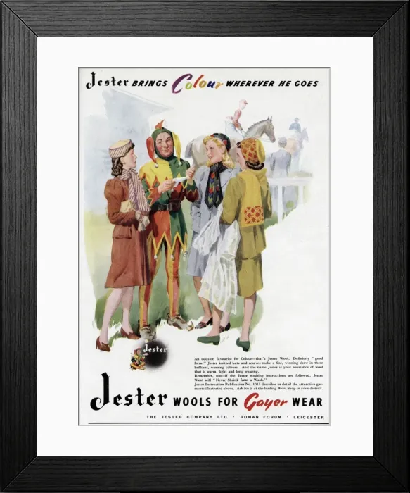 Framed Print : Advert for Jester wool 1947 Framed Print : Advert for Jester wool 1947
