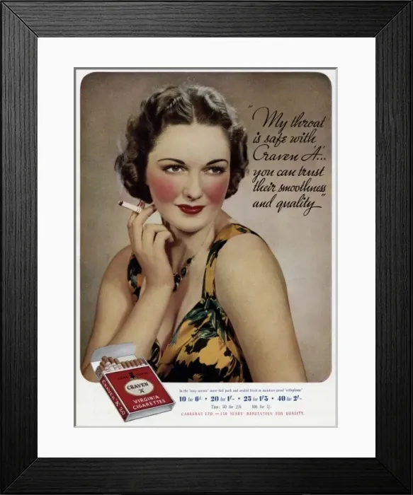 Framed Print : Craven Cigarettes 1937 Framed Print : Craven Cigarettes 1937