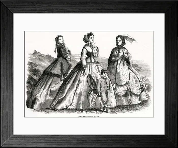 Framed Print : Fashions for August 1865 Framed Print : Fashions for August 1865