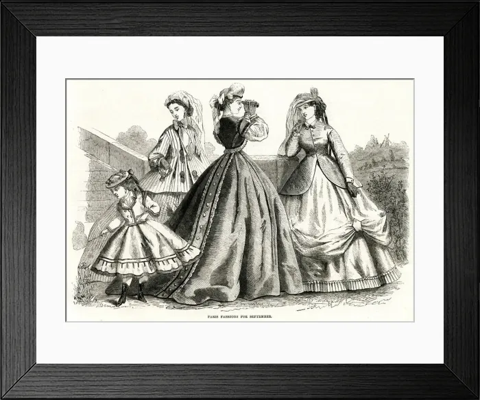 Framed Print : Fashions for September 1865 Framed Print : Fashions for September 1865