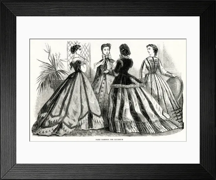Framed Print : Fashions for December 1865