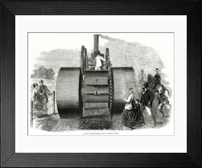 Framed Print : Steam road-roller used in Hyde Park 1866 Framed Print : Steam road-roller used in Hyde Park 1866
