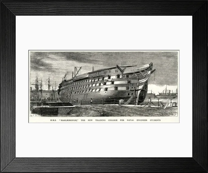 Framed Print : H. M.s Marlborough, training college for Naval Engineer Framed Print : H. M.s Marlborough, training college for Naval Engineer