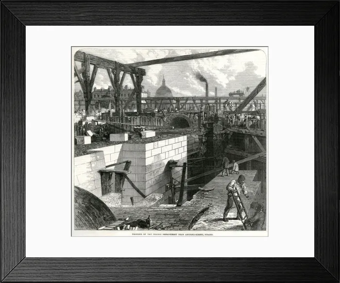 Framed Print : Construction Thames Embankment near Arunel Street 1866 Framed Print : Construction Thames Embankment near Arunel Street 1866