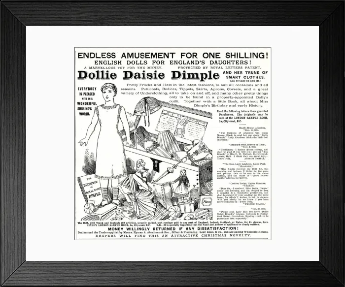 Framed Print : Adert for Dollie Daisie Dimple 1886 Framed Print : Adert for Dollie Daisie Dimple 1886