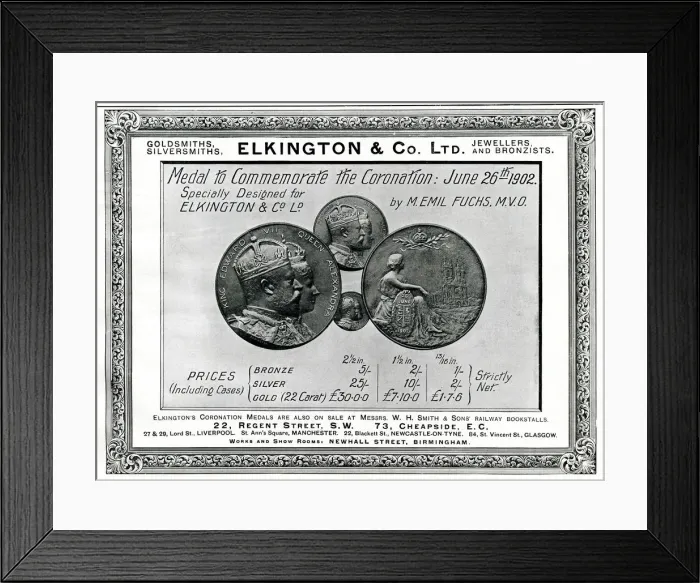 Framed Print : Advert for Elkington Co - Original date coins June 1902 Advert for Elkington Framed Print : Advert for Elkington Co - Original date coins June 1902 Advert for Elkington