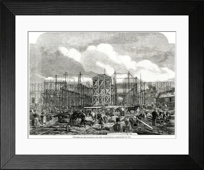 Framed Print : Progress of building for the International Exhibition 1861