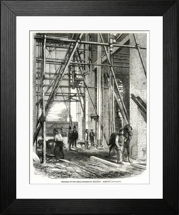Framed Print : Progress of building for the International Exhibition 1861 Framed Print : Progress of building for the International Exhibition 1861