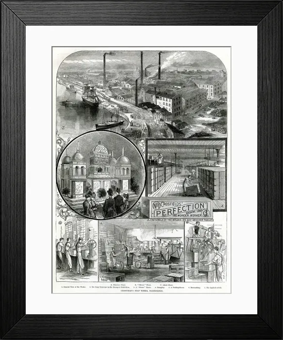 Framed Print : Crosfield's soap works, Warrington 1886 Framed Print : Crosfield's soap works, Warrington 1886
