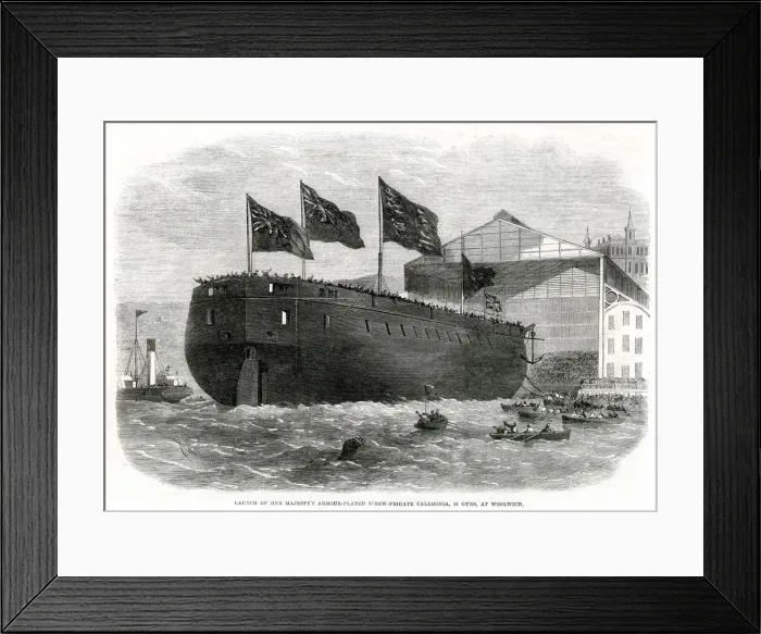 Framed Print : Launch of HMS Caledonia 1862 Framed Print : Launch of HMS Caledonia 1862