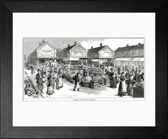 Framed Print : Leeds - market for general produce 1885 Framed Print : Leeds - market for general produce 1885