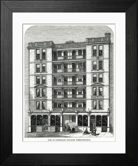 Framed Print : Corporation buildings, Farringdon Road 1866