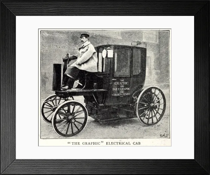 Framed Print : Electric cab 1897 Framed Print : Electric cab 1897