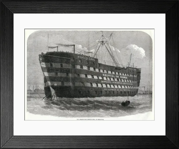 Framed Print : Dreadnought Hospital ship at Greenwich 1870 Framed Print : Dreadnought Hospital ship at Greenwich 1870