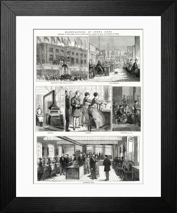 Framed Print : Manufacture of Steel Pens, Birmingham 1874 Framed Print : Manufacture of Steel Pens, Birmingham 1874