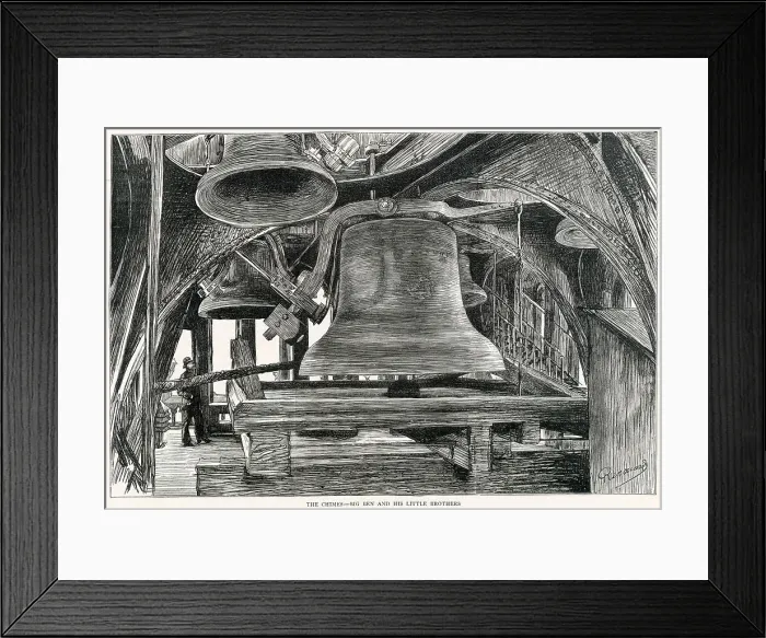 Framed Print : The bells inside Big Ben and the Clock Tower in Westminster Palace, London. Date: 1887 Framed Print : The bells inside Big Ben and the Clock Tower in Westminster Palace, London. Date: 1887