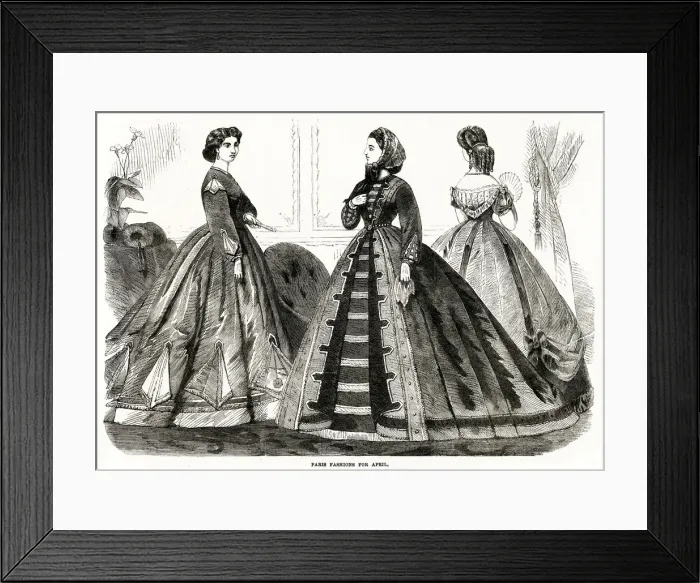 Framed Print : Fashions for April 1865