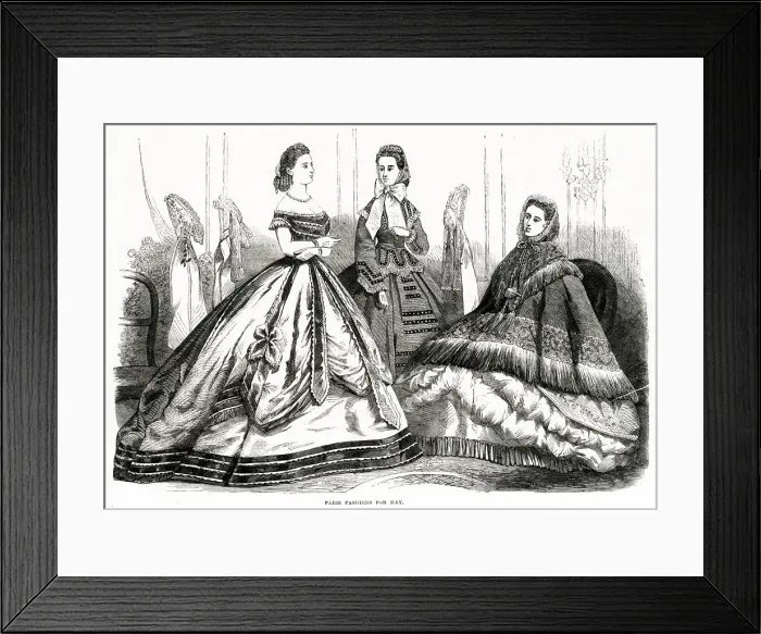 Framed Print : Fashions for May 1865