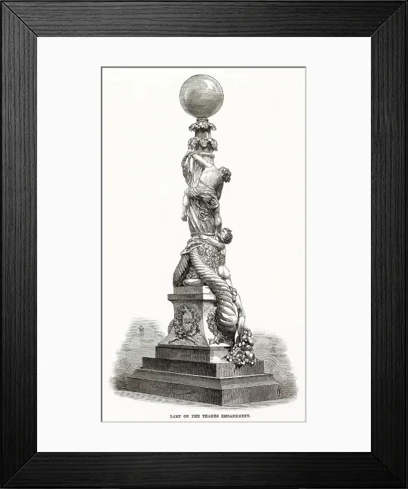 Framed Print : Designs for the Electric Lamp on the Thames Embankment 1870 Framed Print : Designs for the Electric Lamp on the Thames Embankment 1870