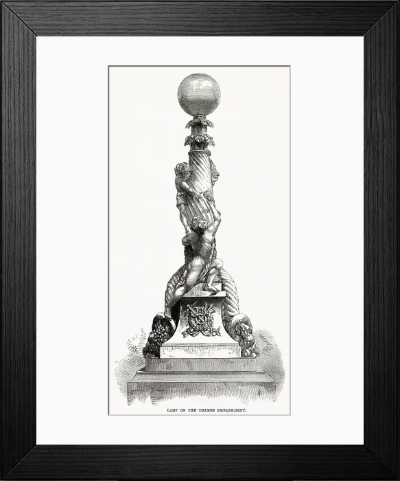 Framed Print : Designs for the Electric Lamp on the Thames Embankment 1870 Framed Print : Designs for the Electric Lamp on the Thames Embankment 1870
