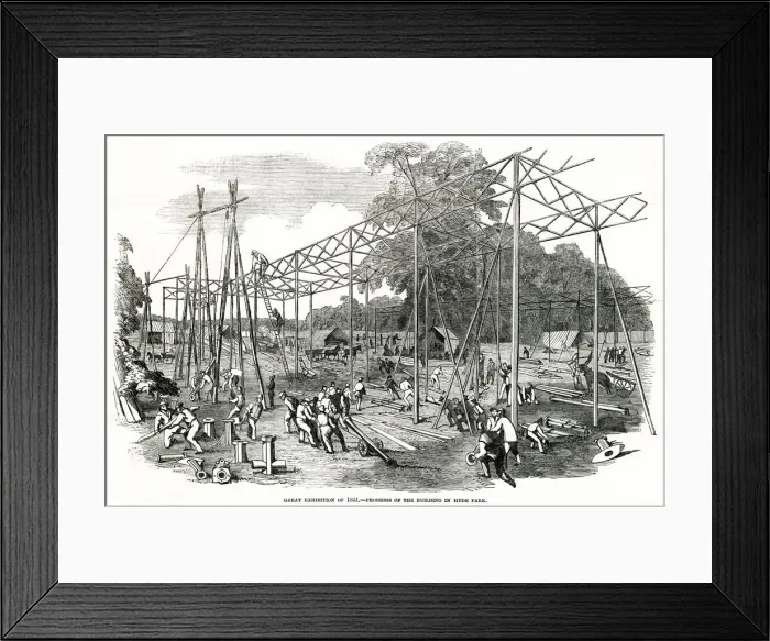 Framed Print : Progress of building for the International Exhibition 1850