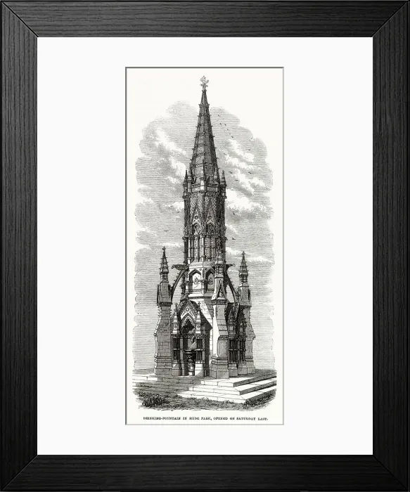 Framed Print : New marble gothic style drinking fountain in Hyde Park, London opened by Duke of Cambridge. Erected at the expense of the Maharajah of Vizianagaram, a member of the Legislative Council of India