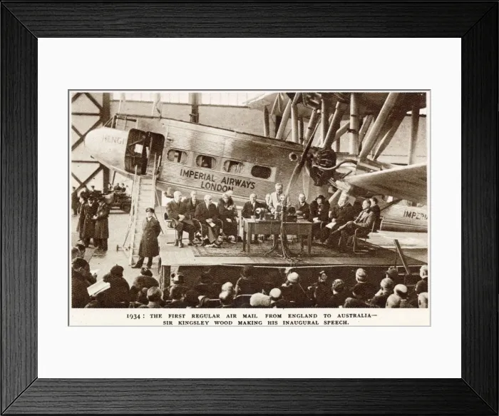 Framed Print : First regular air mail, England to Australia 1934 Framed Print : First regular air mail, England to Australia 1934