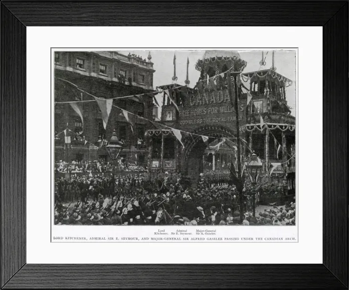 Framed Print : Lord Kitchener, Admiral Sir E Seymour and Major-General Sir Alfred Gaselee passing under Framed Print : Lord Kitchener, Admiral Sir E Seymour and Major-General Sir Alfred Gaselee passing under