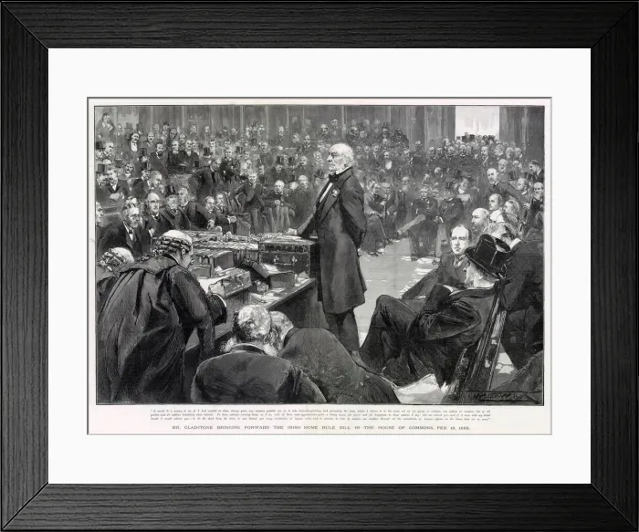 Framed Print : Prime Minister, William Ewart Gladstone (1809 - 1898), delivering the Peroration of his