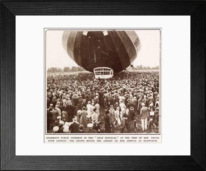 Framed Print : Enormous public interest in the Graf Zeppelin at the time of her cruise over London Framed Print : Enormous public interest in the Graf Zeppelin at the time of her cruise over London