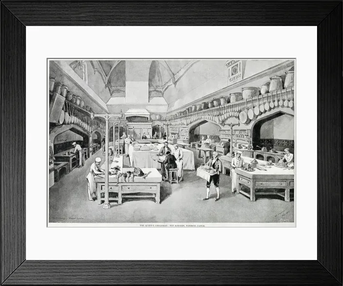 Framed Print : Christmas at Windsor Castle, Kitchen 1894 Framed Print : Christmas at Windsor Castle, Kitchen 1894