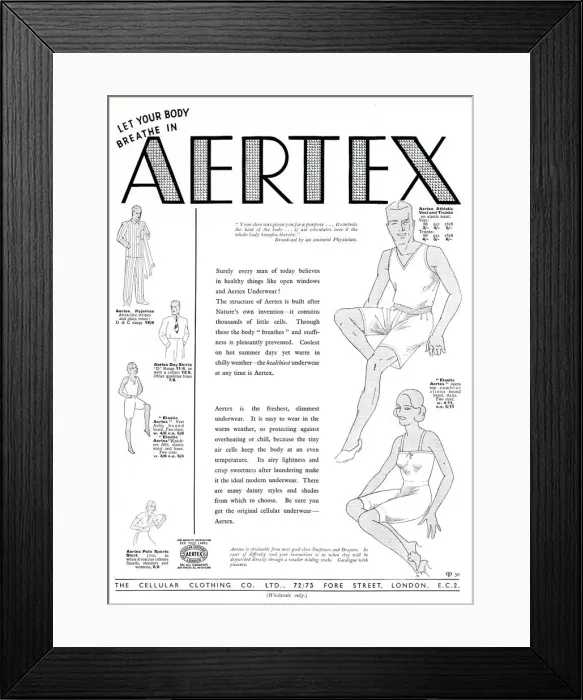 Framed Print : Advert for Aertex men and womens underwear 1933 Framed Print : Advert for Aertex men and womens underwear 1933